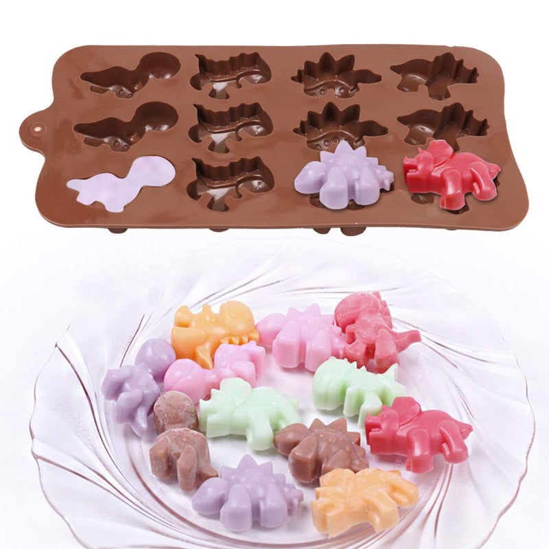 homEdge 12-Cavity Dinosaur Chocolate Mold, Set of 4PCS Non Stick Silicone Dinosaur Mold for Candy Chocolate Jelly, Ice Cube - Image 2